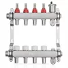 JG Underfloor 4 Port LowFit Underfloor Heating Manifold Brushed Steel