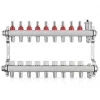 JG Underfloor 9 Port LowFit Underfloor Heating Manifold Brushed Steel -Underfloor Heating Shop 405TY P