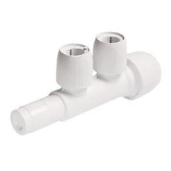 Hep2O Plastic Push-Fit Reducing 2 Port Closed Spigot Manifold 22 x 15mm