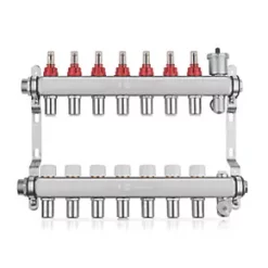 JG Underfloor 7 Port Underfloor Heating Manifold Brushed Steel