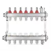 JG Underfloor 6 Port LowFit Underfloor Heating Manifold Brushed Steel -Underfloor Heating Shop 877TY P