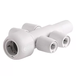 Hep2O Plastic Push-Fit Reducing 4 Port Closed Spigot Manifold 22 x 10mm 3 Hep2O Plastic Push-Fit Reducing 4 Port Closed Spigot Manifold 22 x 10mm